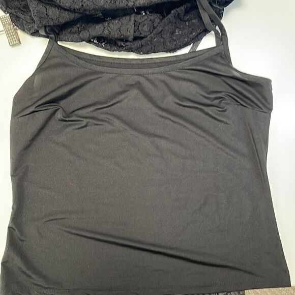 Alfani black lace top w/ privacy camisole attached. Size Medium. Dark Academia - Picture 6 of 6